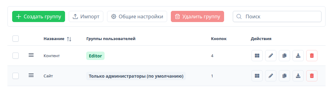 Список групп