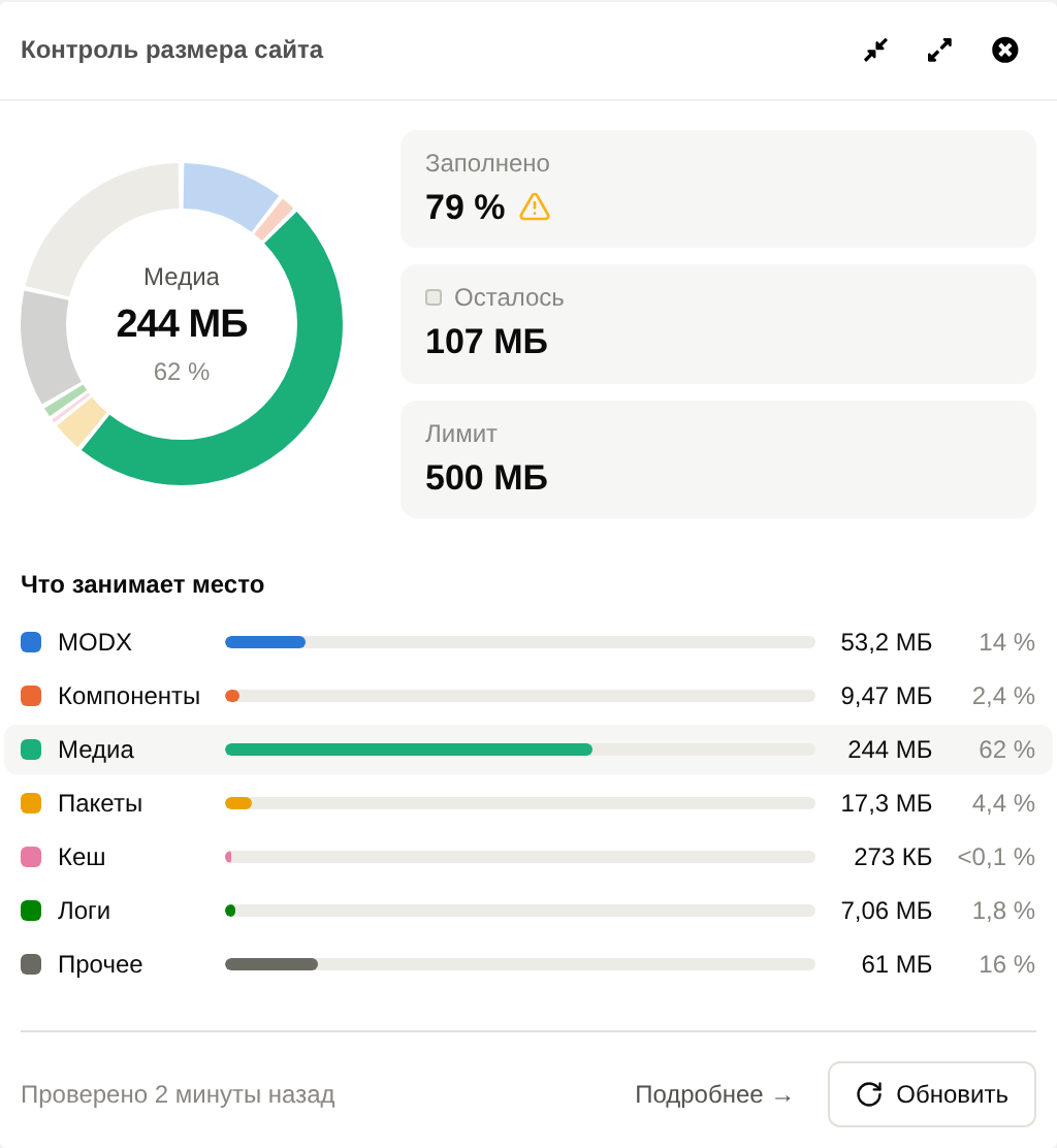 The widget in MODX 3